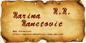 Marina Manetović vizit kartica